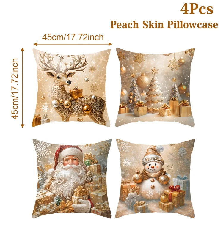 4pcs Merry Christmas Cushion Covers