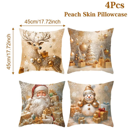 4pcs Merry Christmas Cushion Covers