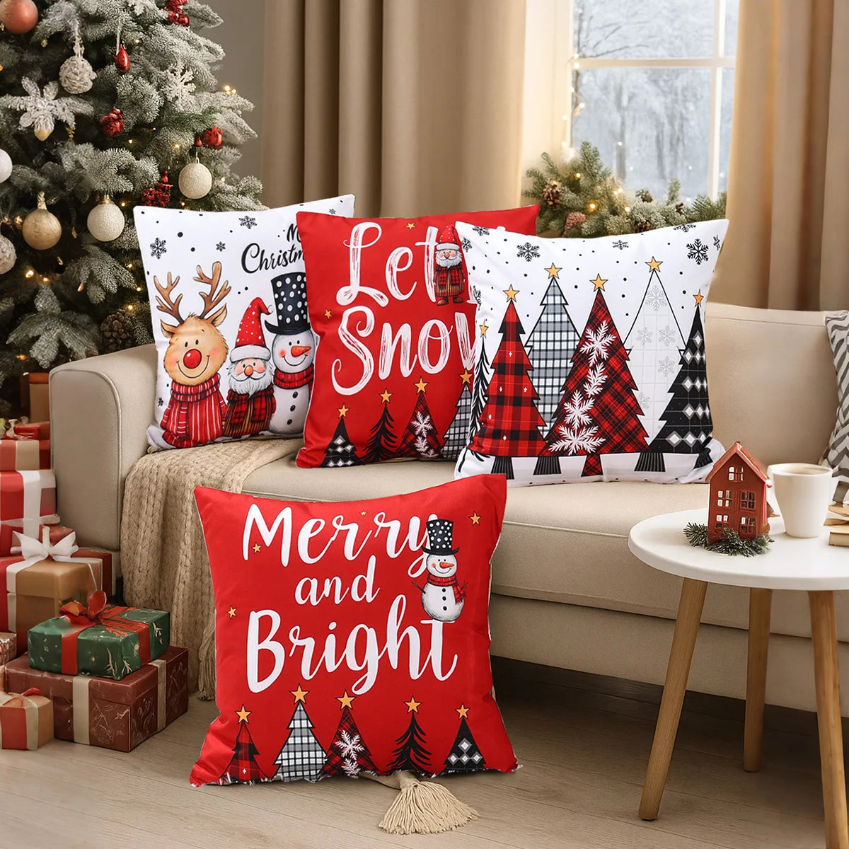 4pcs Merry Christmas Cushion Covers