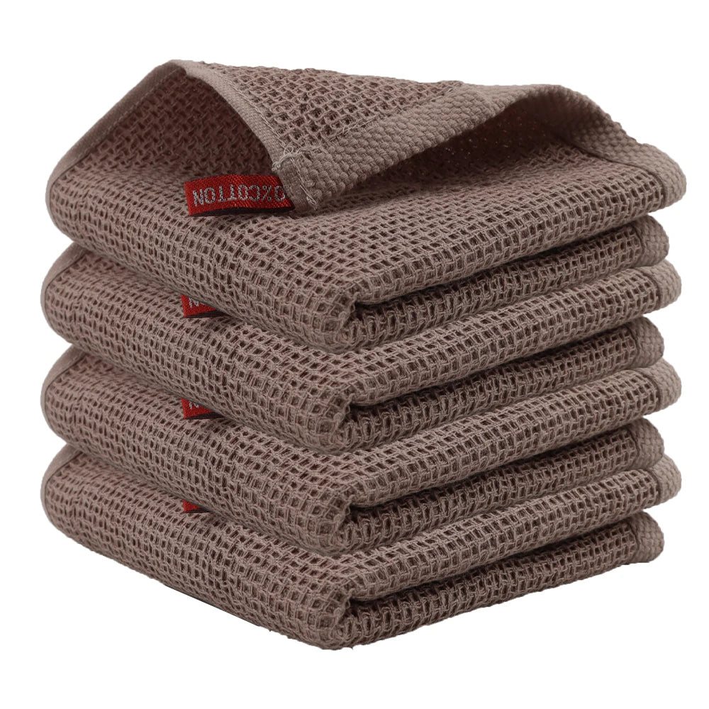 4 Pack Cotton Kitchen Towels – Ultra Absorbent Dishcloths for Cleaning & Drying, Lint-Free Double-Sided Waffle Weave Cloths, Soft & Durable 100% Cotton Dish Towels (34×34cm)