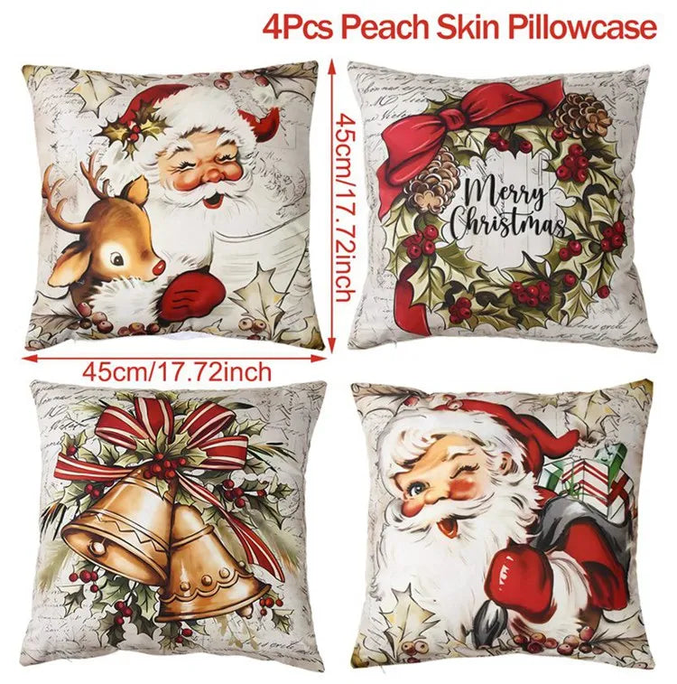 4pcs Merry Christmas Cushion Covers