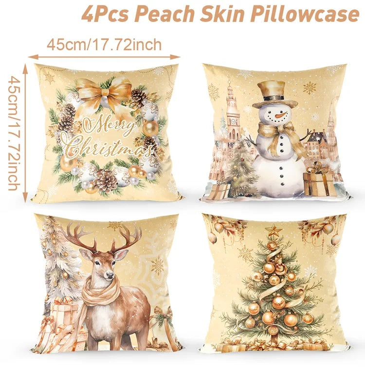 4pcs Merry Christmas Cushion Covers