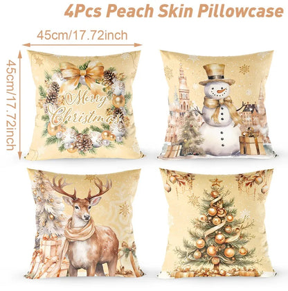 4pcs Merry Christmas Cushion Covers