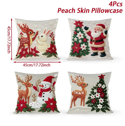 4pcs Merry Christmas Cushion Covers
