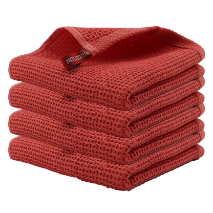 4 Pack Cotton Kitchen Towels – Ultra Absorbent Dishcloths for Cleaning & Drying, Lint-Free Double-Sided Waffle Weave Cloths, Soft & Durable 100% Cotton Dish Towels (34×34cm)