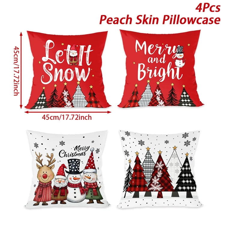 4pcs Merry Christmas Cushion Covers