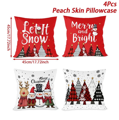 4pcs Merry Christmas Cushion Covers