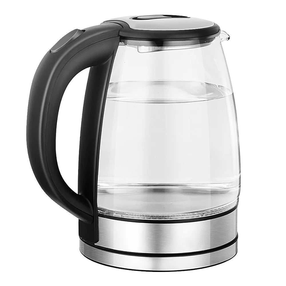 1.8L Glass Electric Kettle with Blue LED Light, 1500W Fast Boil, Auto Shut-Off, Boil-Dry Protection & 360° Rotating Base – Clear Borosilicate Glass Kettle for Home & Office (UK Plug)