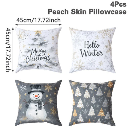 4pcs Merry Christmas Cushion Covers