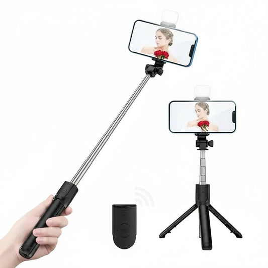 All In One Expandable Portable Tripod Selfie Stick With Bluetooth Remote
