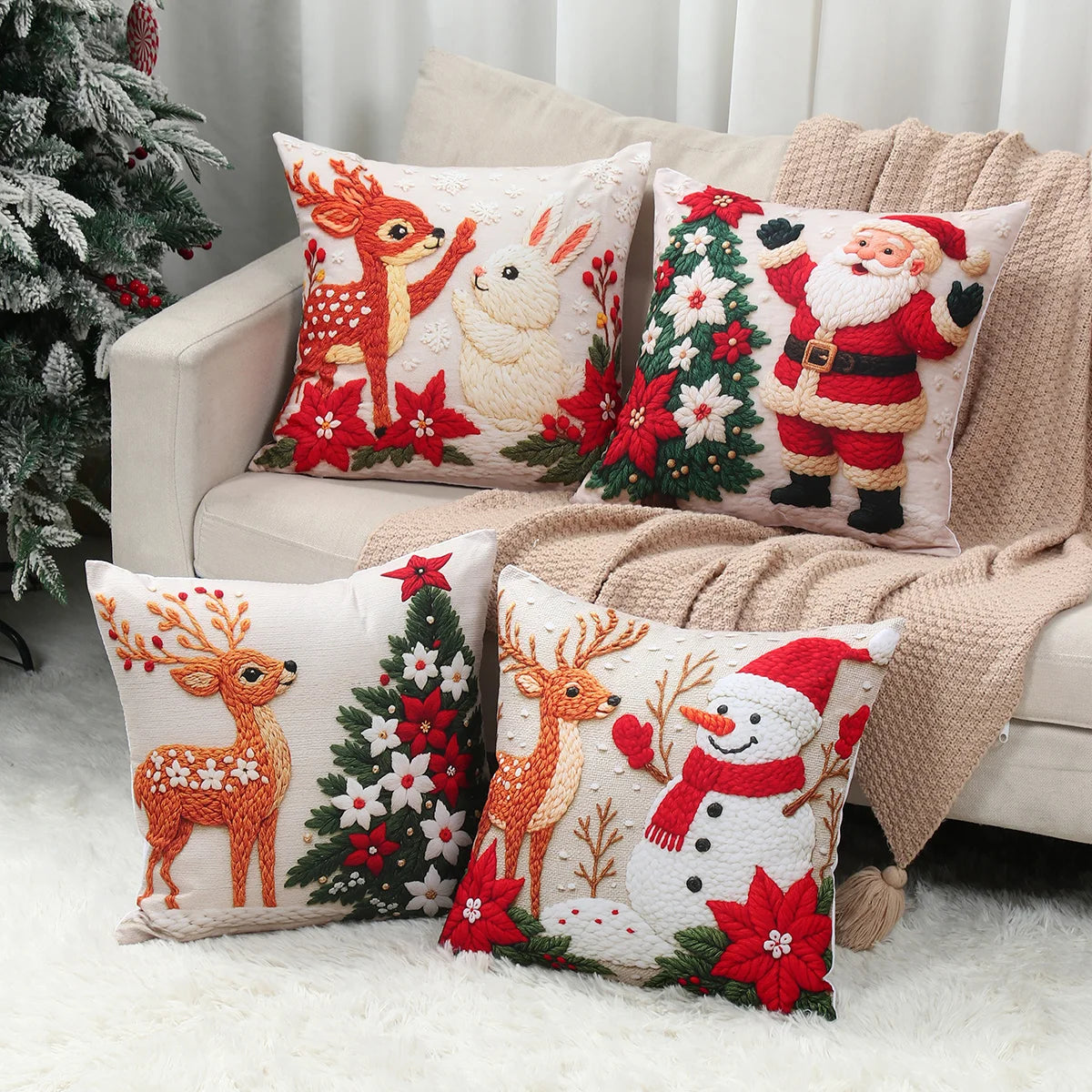 4pcs Merry Christmas Cushion Covers