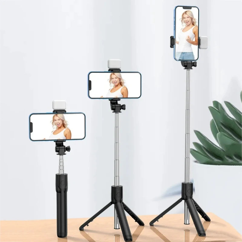 All In One Expandable Portable Tripod Selfie Stick With Bluetooth Remote