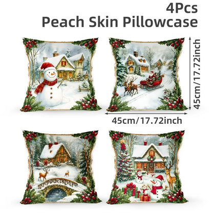 4pcs Merry Christmas Cushion Covers
