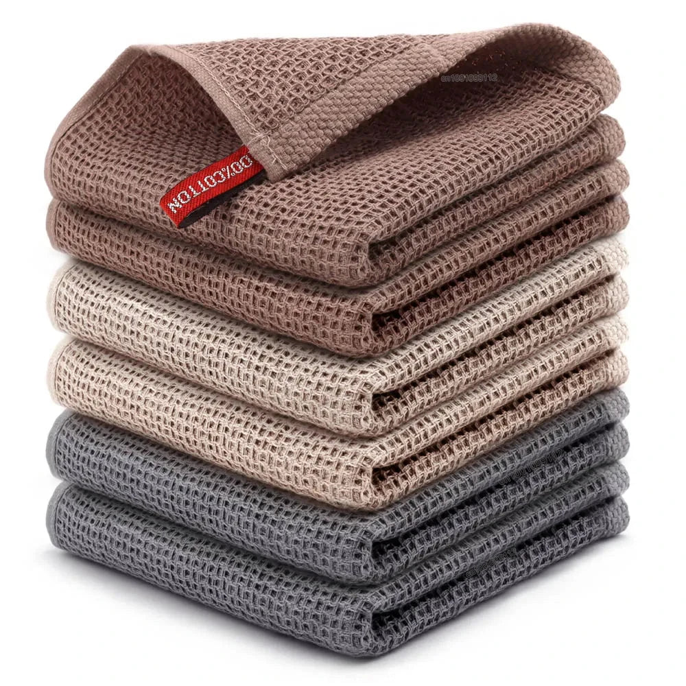 4 Pack Cotton Kitchen Towels – Ultra Absorbent Dishcloths for Cleaning & Drying, Lint-Free Double-Sided Waffle Weave Cloths, Soft & Durable 100% Cotton Dish Towels (34×34cm)