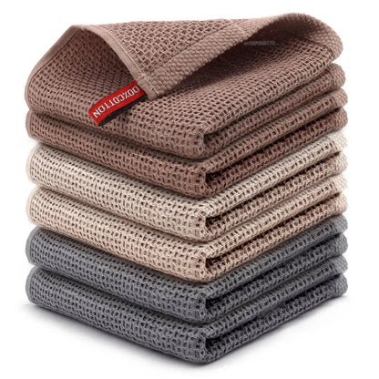 4 Pack Cotton Kitchen Towels – Ultra Absorbent Dishcloths for Cleaning & Drying, Lint-Free Double-Sided Waffle Weave Cloths, Soft & Durable 100% Cotton Dish Towels (34×34cm)