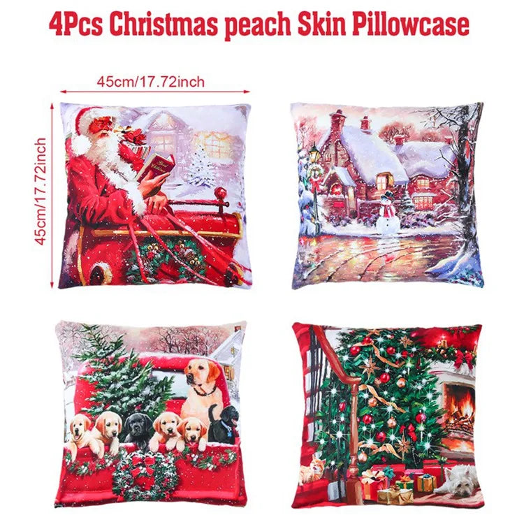 4pcs Merry Christmas Cushion Covers