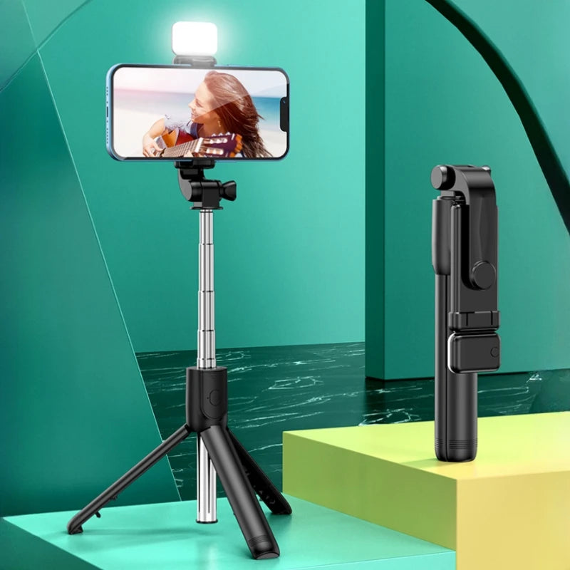 All In One Expandable Portable Tripod Selfie Stick With Bluetooth Remote