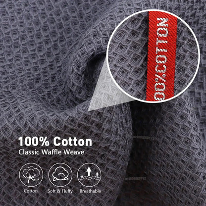 4 Pack Cotton Kitchen Towels – Ultra Absorbent Dishcloths for Cleaning & Drying, Lint-Free Double-Sided Waffle Weave Cloths, Soft & Durable 100% Cotton Dish Towels (34×34cm)