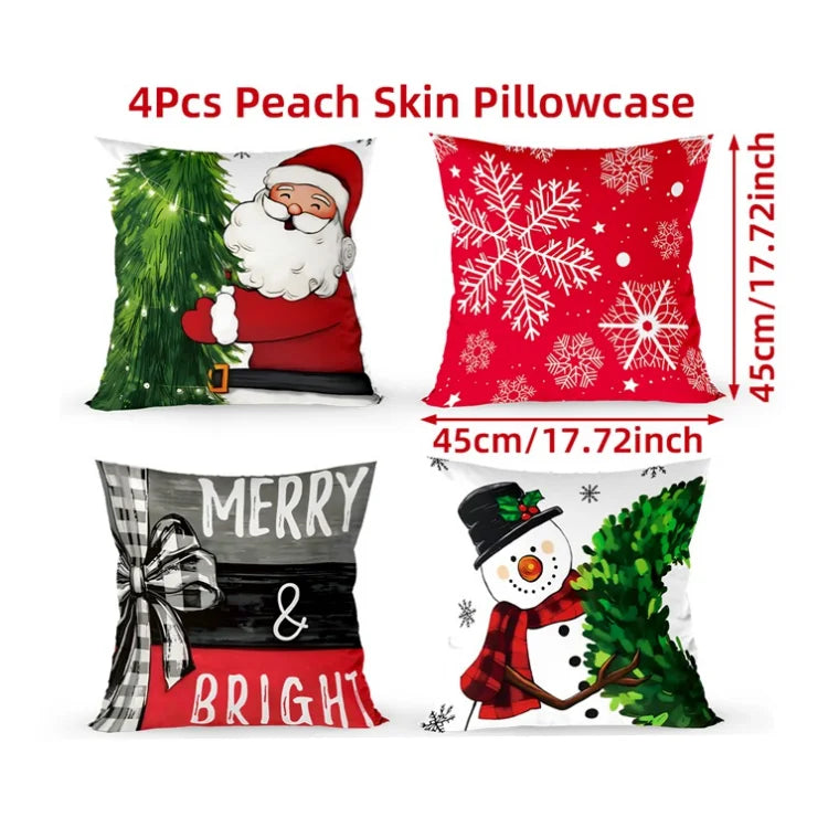 4pcs Merry Christmas Cushion Covers