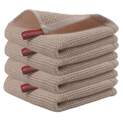 4 Pack Cotton Kitchen Towels – Ultra Absorbent Dishcloths for Cleaning & Drying, Lint-Free Double-Sided Waffle Weave Cloths, Soft & Durable 100% Cotton Dish Towels (34×34cm)